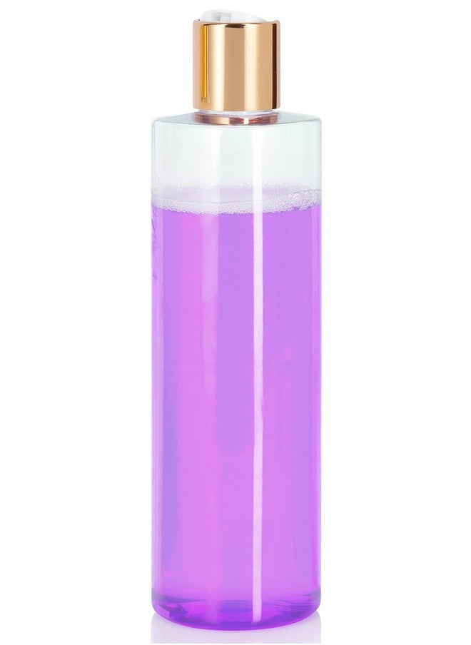 JUVITUS 16 oz / 500 ml Clear Professional Cylinder PET Plastic Bottles (BPA Free) with Gold Disc Cap Lid (12 pack)