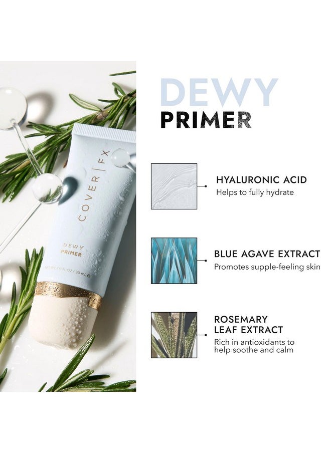 COVER FX Dewy Primer - 1 Fl Oz - Radiant-Finish Primer - Moisturizing & Soothing - Safe For All Skin Types