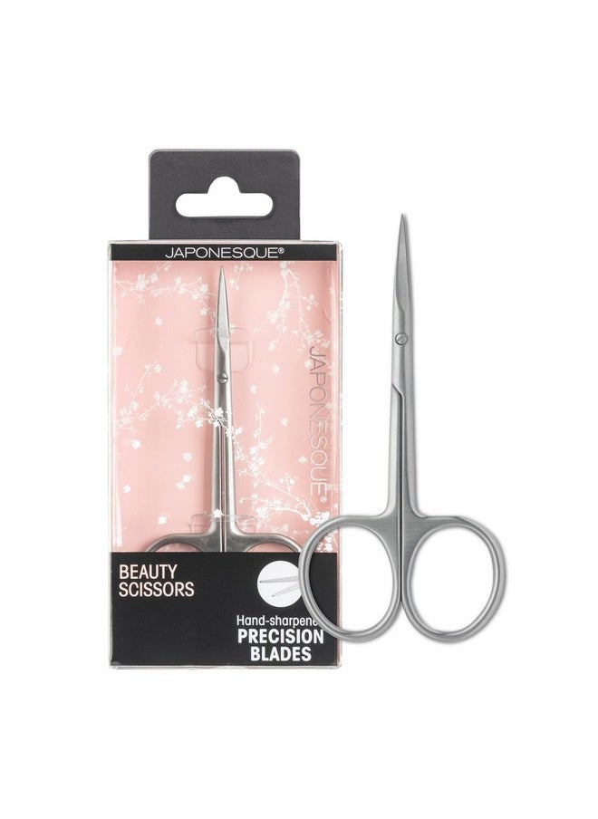 JAPONESQUE Beauty Scissors for Trimming Facial Hair, Brow and Nail Care with Ultra-Sharp, Salon-Quality, Stainless Steel Blades, Curved for Safety and Precision