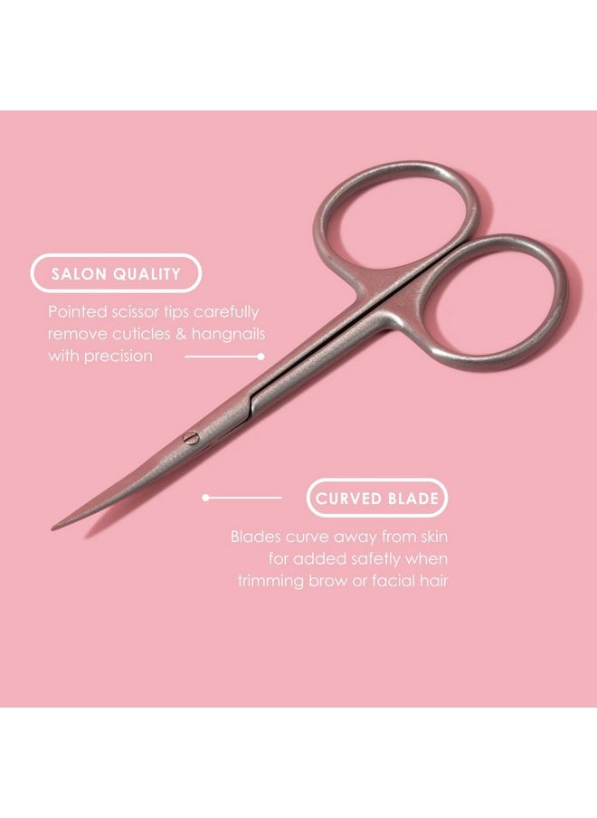 JAPONESQUE Beauty Scissors for Trimming Facial Hair, Brow and Nail Care with Ultra-Sharp, Salon-Quality, Stainless Steel Blades, Curved for Safety and Precision