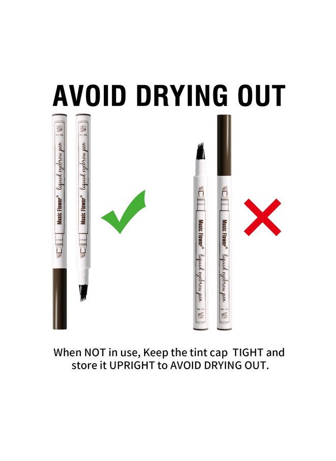 Music Flower Eyebrow Pencil, Liquid Eyebrow Pen, Waterproof Brow Pen with Micro-Fork Tip, Fine Sketch Long Lasting Smudgeproof Microblading Pen - Chestnut