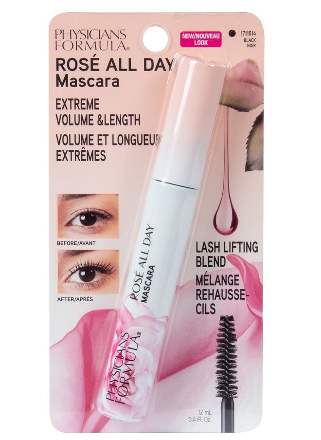 Physicians Formula Rosé All Day Mascara Black Volumizing, Hypoallergenic, Conditioning, Nourishing, Lifting, Lengthening, Dermatologist Approved