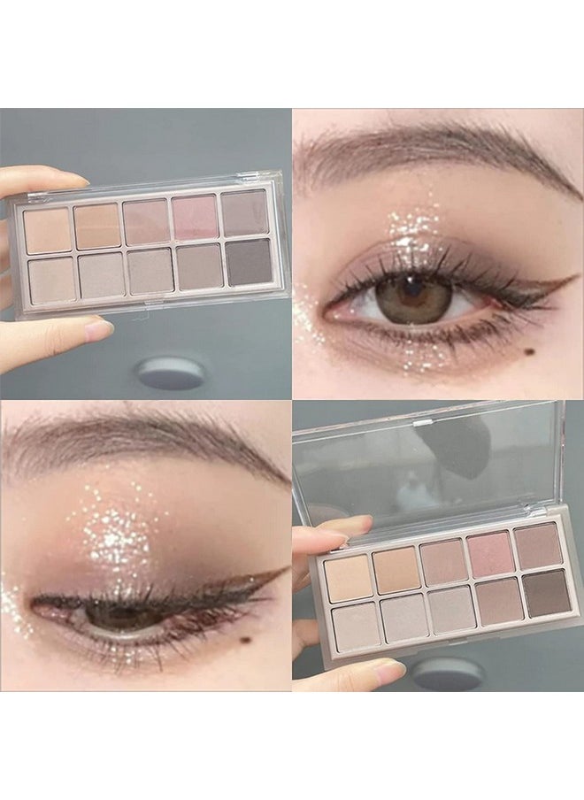 Erinde 10 Colors Matte Eyeshadow Palette, Grey Brown Eye Shadow Palette Makeup, Neutral Taupe Eye Makeup Pallet, Ultra-Blendable, Long Lasting Natural Nude Eyeshadow Pallete for Older Women, Cement