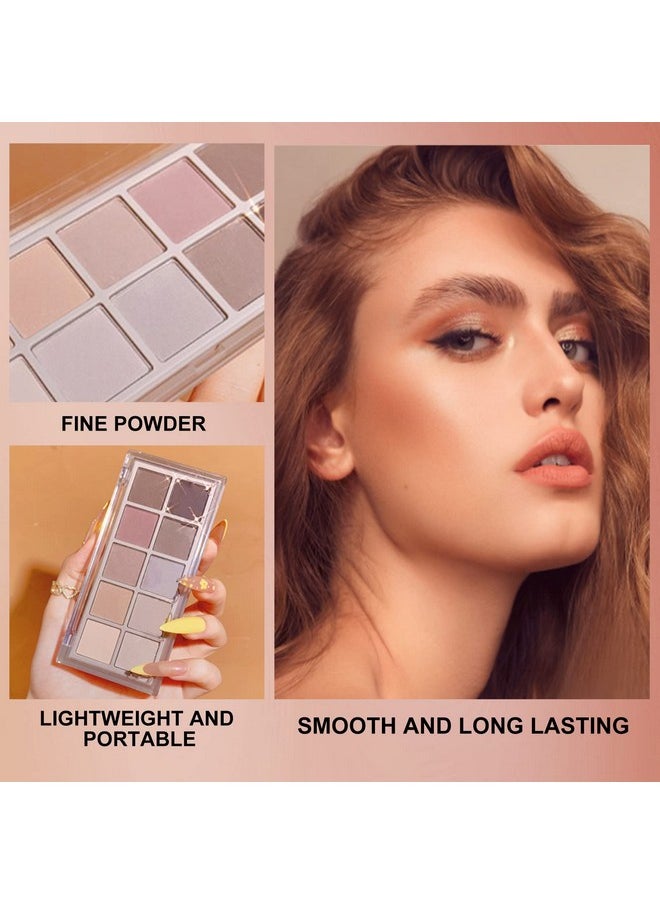 Erinde 10 Colors Matte Eyeshadow Palette, Grey Brown Eye Shadow Palette Makeup, Neutral Taupe Eye Makeup Pallet, Ultra-Blendable, Long Lasting Natural Nude Eyeshadow Pallete for Older Women, Cement