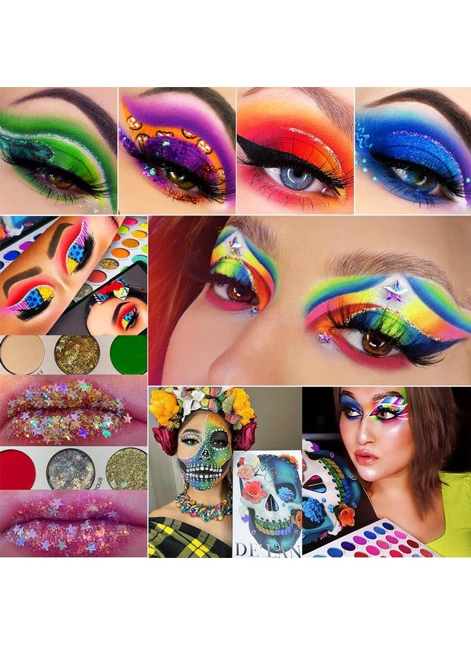 DE'LANCI Big Colorful Eyeshadow Palette Professional 54 Color Board Eye Shadow Bright Neon Glitter Matte Shimmer Makeup Pallet Highly Pigmented Powder EyeShadow for Women Girl Halloween Christmas Gift