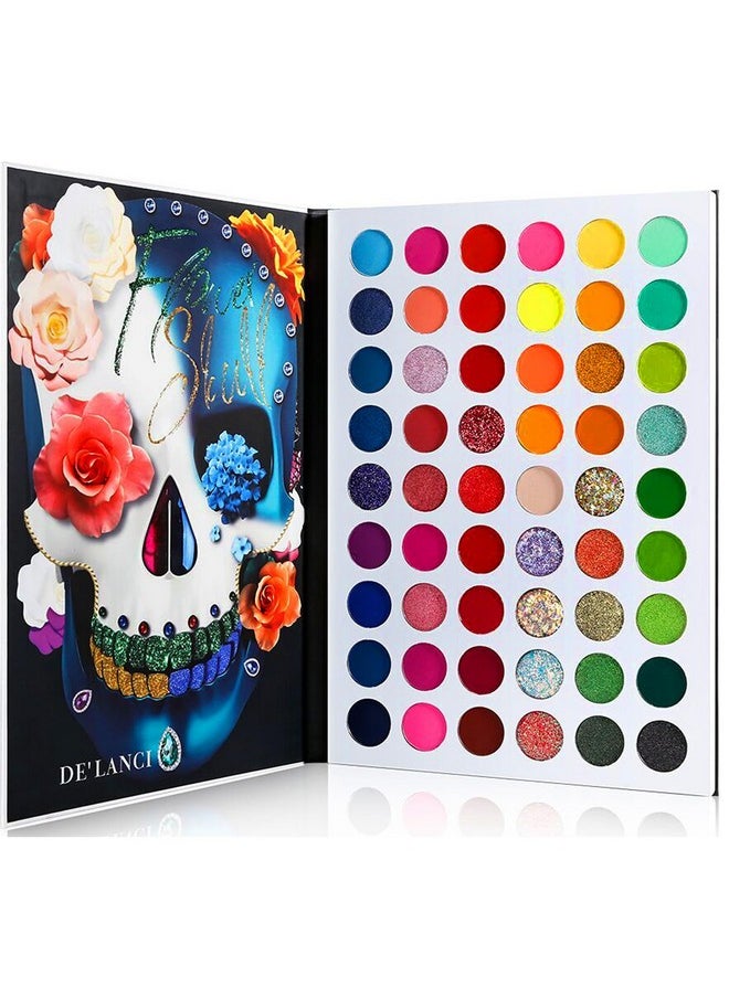 DE'LANCI Big Colorful Eyeshadow Palette Professional 54 Color Board Eye Shadow Bright Neon Glitter Matte Shimmer Makeup Pallet Highly Pigmented Powder EyeShadow for Women Girl Halloween Christmas Gift