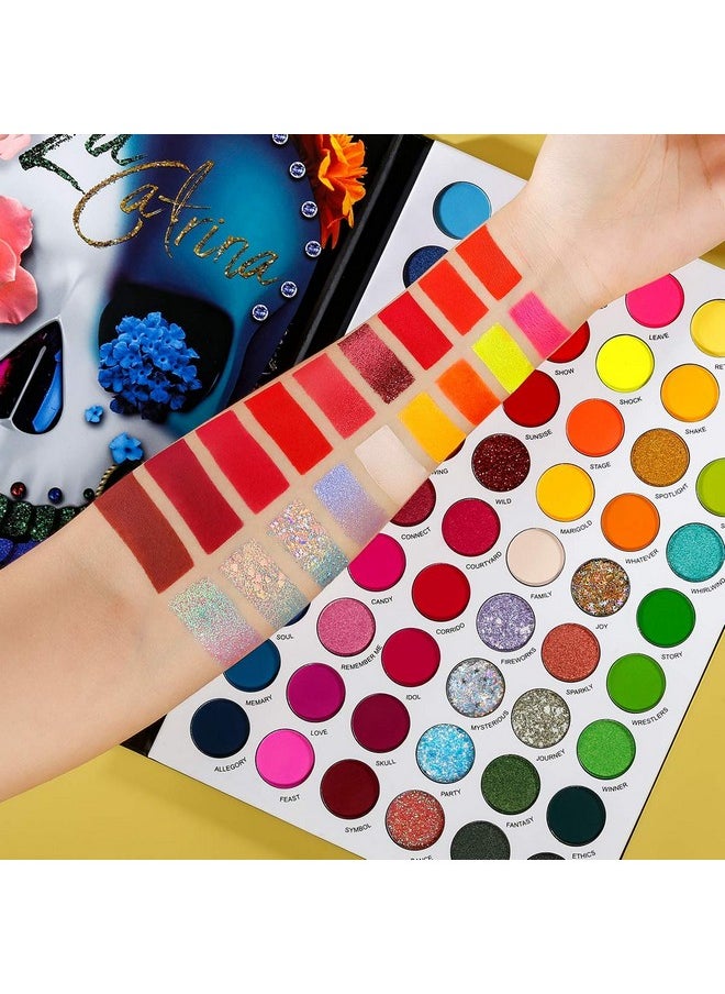 DE'LANCI Big Colorful Eyeshadow Palette Professional 54 Color Board Eye Shadow Bright Neon Glitter Matte Shimmer Makeup Pallet Highly Pigmented Powder EyeShadow for Women Girl Halloween Christmas Gift