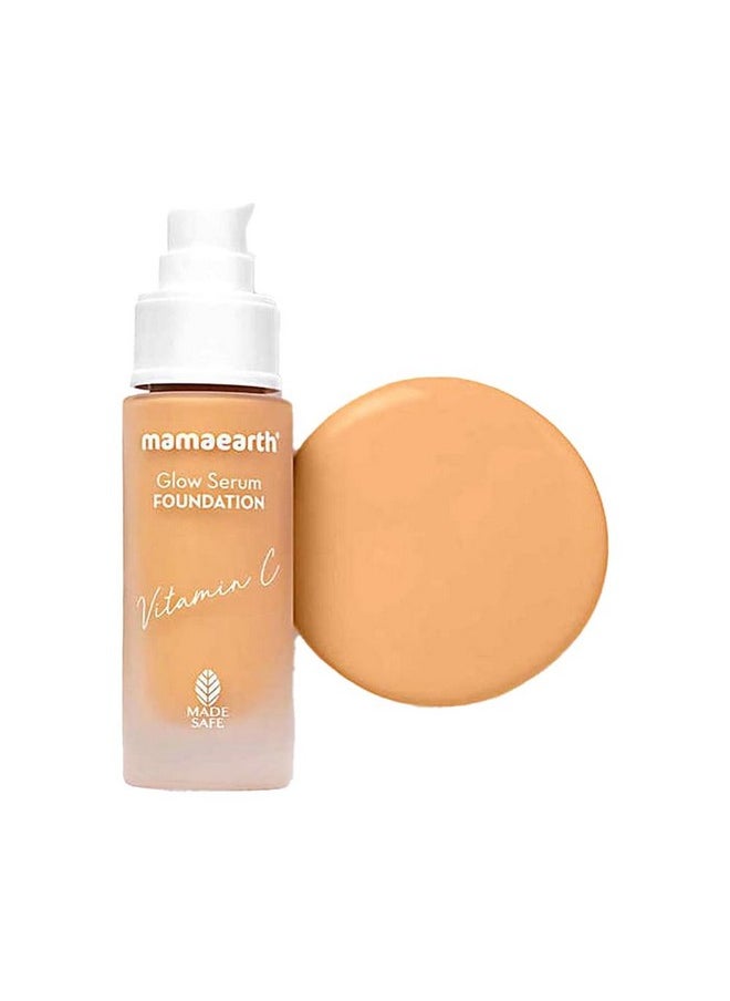 Mamaearth Glow Serum Matte Liquid Foundation Medium Coverage For All Skin Types With Vitamin C & Turmeric For 12-Hour Long Stay- 04 Sand Glow - 30 Ml, Pack Of 1