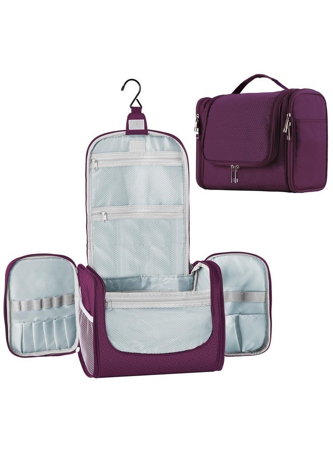 Buruis Large Capacity Toiletry Bag for Women and Men, Hanging Toiletry Organizer Cosmetics Makeup Bag, Water-resistant Dopp kit Shaving Bag for Full Sized Toiletries, Travel Essentials (Purple)