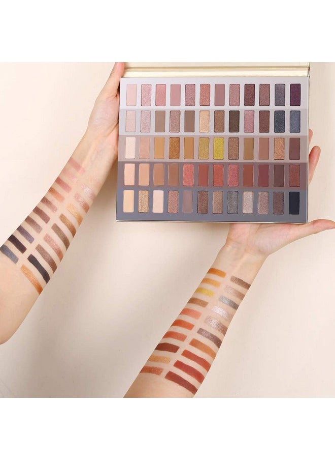 UCANBE 60 Colors Naked Eyeshadow Palette + Makeup Brush Set, All in One Nude Neutral Smokey Makeup Pallet with Brushes, Pigmented Warm Matte Shimmer Powder Eye Shadows Cosmetic Halloween Beauty Kit