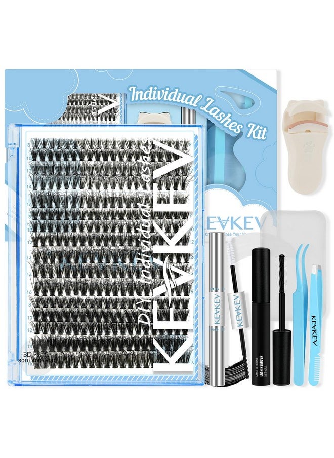 KevKev Lash Clusters Kit 3D Fluffy Cluster Lashes 30D+40D+50D 320 Pcs DIY Lash Extensions Eyelash Clusters GLue Individual Lashes Remover Cluster Thin Band & Soft (Fluffy 30D+40D+50D Kit,8-16mix)