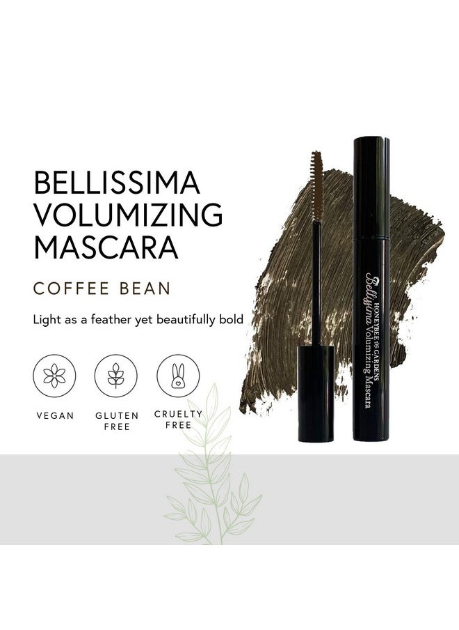 Honeybee Gardens Bellissima Volumizing Mascara In Coffee Bean, Lightweight And Bold, Non-Smudging, Vegan, Gluten-Free, Cruelty-Free, Net Wt. 0.13 oz.