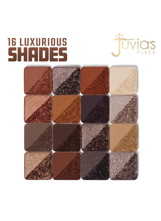 Juvia's Place Coffee Shop Eyeshadow Palette - 16 Pan Palette, Tan, Auburn, & Rich Dark Chocolate, Mattes and Shimmers, Highly Pigmented and Buttery Texture