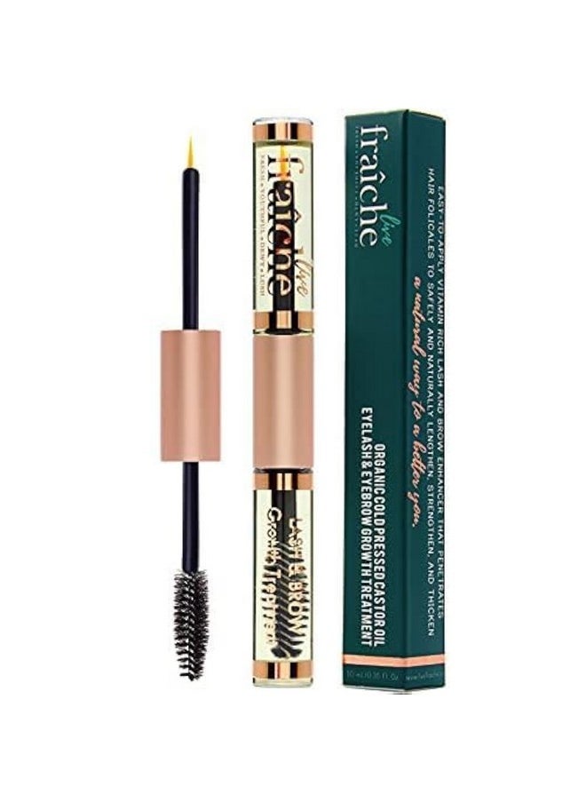 USDA Organic Castor Oil Lash Serum - Premium All Natural Cold Pressed Castor Oil Eyelash Growth Serum with Mascara Tube - Eyelash Treatment and Conditioner - For Thicker and Fuller Lashes