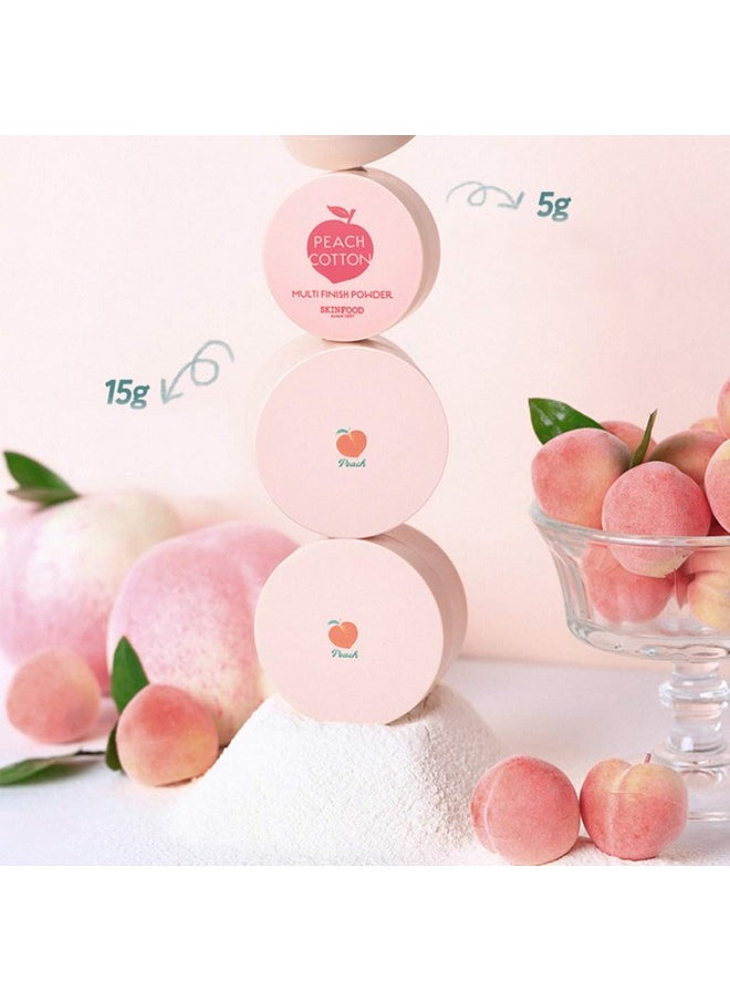 SKINFOOD Peach Cotton Multi Finish Powder 15g - Peach Extract & Calamin Powder Contained Sebum Control Silky Powder for Oily Skin, Sweet Peach Scent with Baby Skin