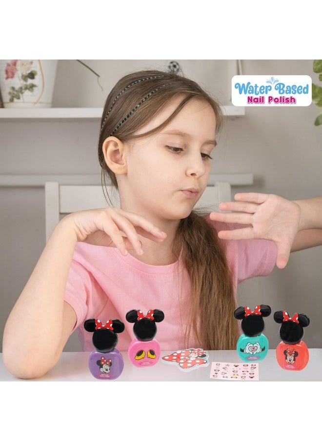 Townley Girl Disney Minnie Mouse Sparkly Cosmetic Makeup Set for Girls with Lip Balm Nail Polish Nail Stickers-35 Pcs|Perfect for Parties Sleepovers Makeovers|Birthday Gift for Girls above 3 Yrs, Kid