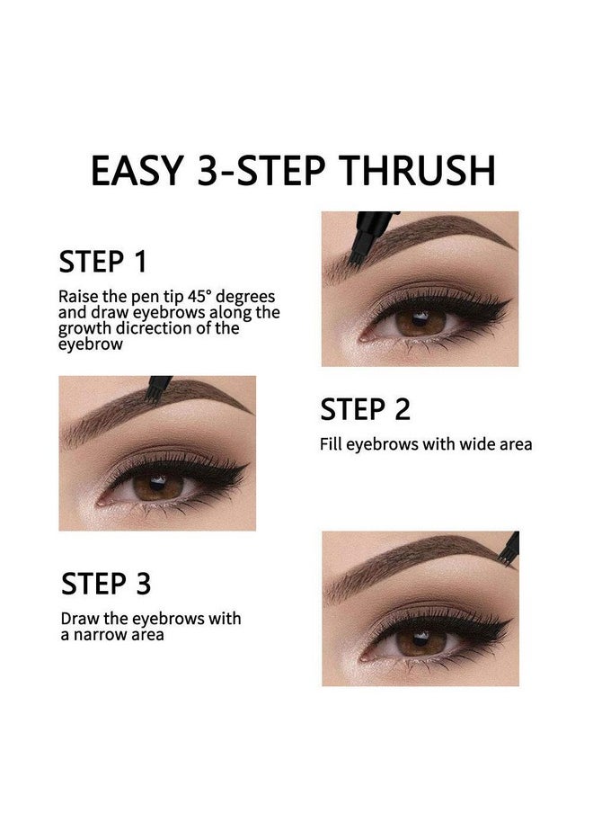 QUEMISS Eyebrow Pen Microblading 4 Fork Tip Eyebrow Pencil Creates Lasting MakeUp Professional Natural Brow Pen Cover Sparse Areas Daily Waterproof 3D Brow Pencil (04#Gray Brown)