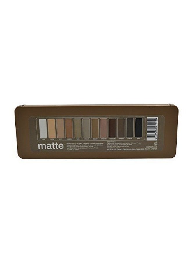 BYS 12 Shade Matte Eyeshadow Palette Tin Collection with Mirror, Double Ended Applicator and Blender, Nude and Smoke