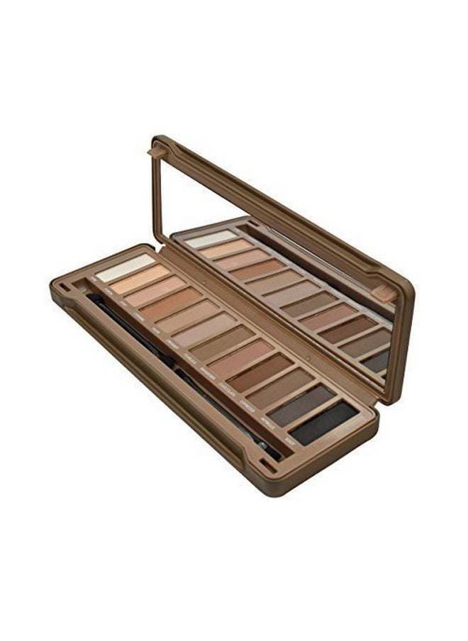 BYS 12 Shade Matte Eyeshadow Palette Tin Collection with Mirror, Double Ended Applicator and Blender, Nude and Smoke