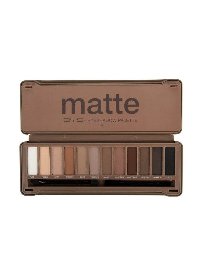BYS 12 Shade Matte Eyeshadow Palette Tin Collection with Mirror, Double Ended Applicator and Blender, Nude and Smoke