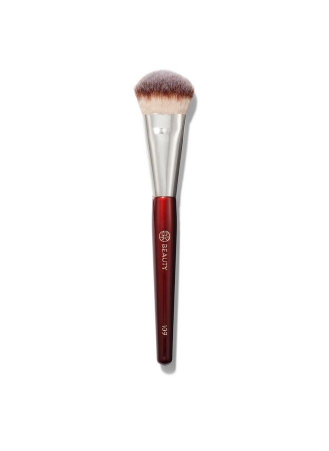 BK BEAUTY BRUSHES - 109 MINI CONTOURED FOUNDATION - Face Brush for Liquid or Cream Foundations - Bronzer, Blush & Highlighter Makeup Brush