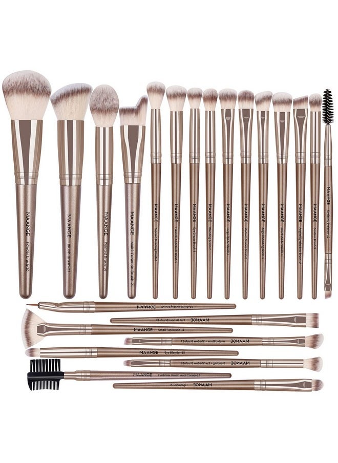 MAANGE Makeup Brush Set 23 Pcs Makeup Brushes Premium Synthetic Make up brushes Professional Face Powder Blush Pointed Eyeshadow Blending Brush Kit, Graduation Gift (Champagne)