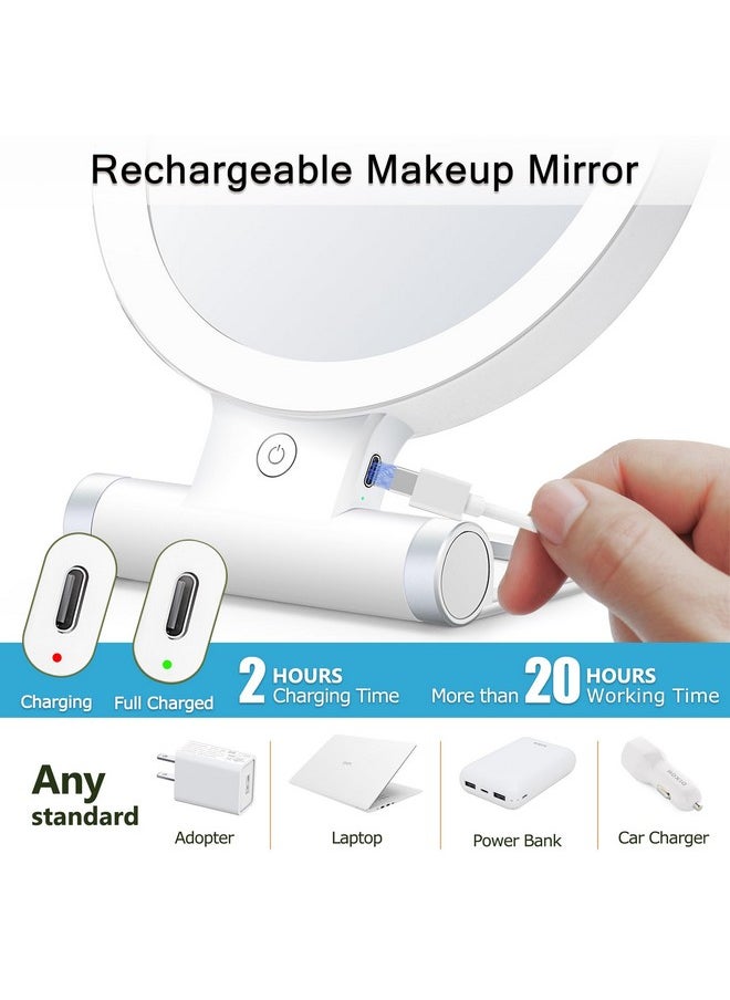 MIYADIVA 20X Magnifying Mirror with Light, Travel Magnifying Mirror, 1X/20X Vanity Mirror with Light, Adjustable Handle Travel Makeup Mirror, Touch Switch Light up Mirror for Plucking Eyebrows