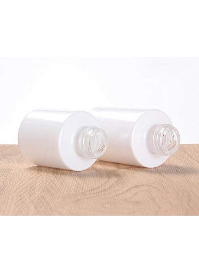 2Pcs 30ML/1 oz Empty Refillable Glass Lotion Bottles Pump Press Bottle White Upscale Travel Cosmetic Container Dispenser for Foundation Essential Oils Cream
