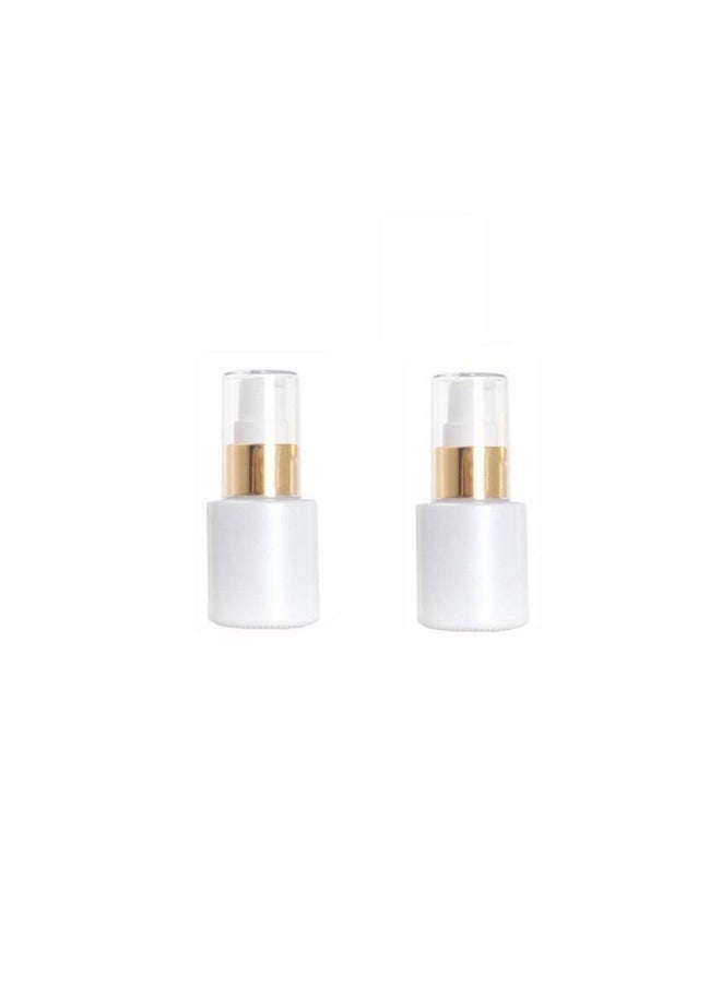 2Pcs 30ML/1 oz Empty Refillable Glass Lotion Bottles Pump Press Bottle White Upscale Travel Cosmetic Container Dispenser for Foundation Essential Oils Cream