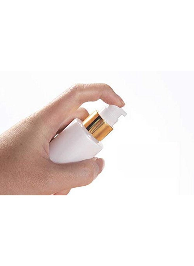 2Pcs 30ML/1 oz Empty Refillable Glass Lotion Bottles Pump Press Bottle White Upscale Travel Cosmetic Container Dispenser for Foundation Essential Oils Cream