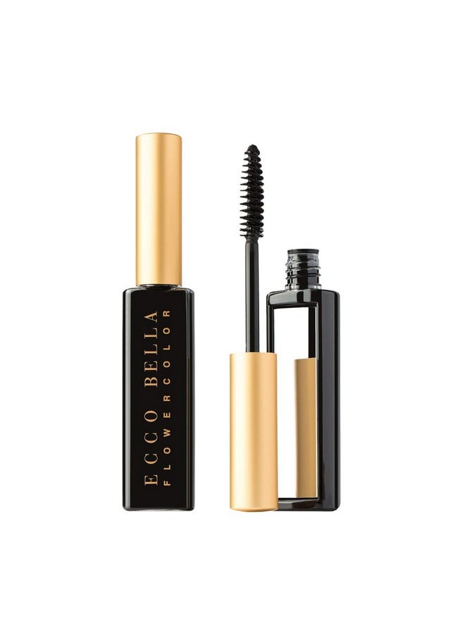Ecco Bella FlowerColor Vegan Mascara Black - Long Lasting Organic Formula for Sensitive Eyes - All Natural and Water Resistant Mascara - Cruelty-Free, Gluten-Free, Fragrance-Free, and Plant-Based