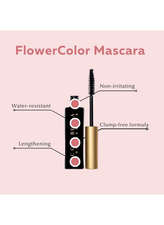Ecco Bella FlowerColor Vegan Mascara Black - Long Lasting Organic Formula for Sensitive Eyes - All Natural and Water Resistant Mascara - Cruelty-Free, Gluten-Free, Fragrance-Free, and Plant-Based