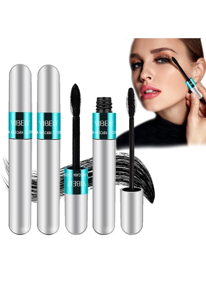 Vibely Mascara 5x Longer Waterproof, 2 in 1 4D Silk Fiber Lash Mascara, Lash Cosmetics Vibely Mascara 5x Longer Washable, Long-lasting Black Mascara for Natural Lengthening and Thickening