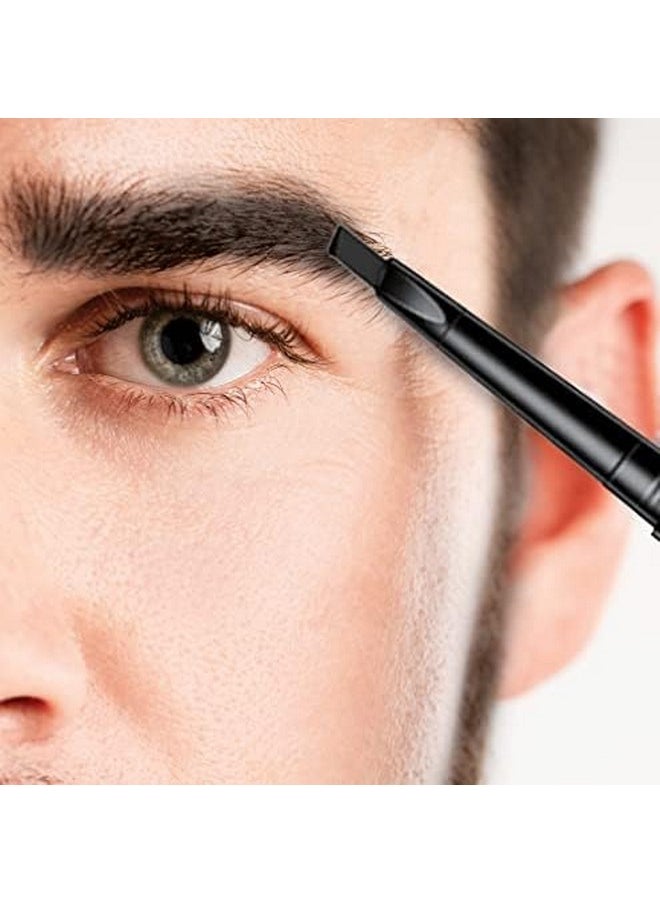 Gentlehomme Mens Eyebrow Pencil Black, Easily Shape Define Fill Eyebrows and Beard, 2 in 1 Brush and Ultra-Thin Pencil, Waterproof Smudge Proof Sweatproof, Durable and Long Lasting (Black)
