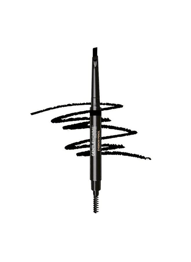 Gentlehomme Mens Eyebrow Pencil Black, Easily Shape Define Fill Eyebrows and Beard, 2 in 1 Brush and Ultra-Thin Pencil, Waterproof Smudge Proof Sweatproof, Durable and Long Lasting (Black)