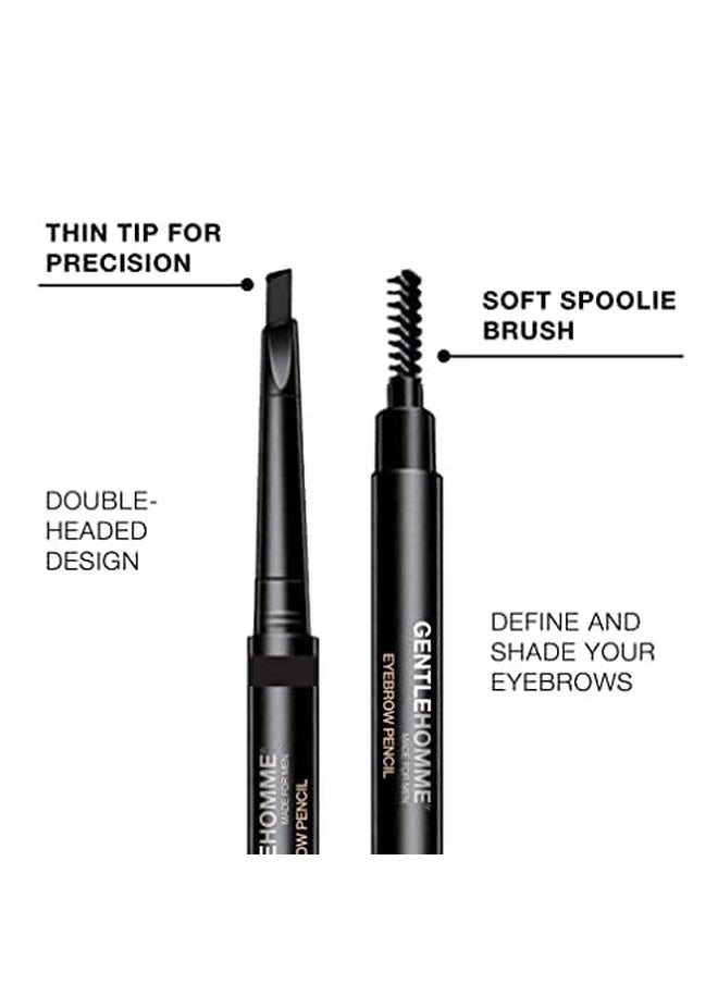 Gentlehomme Mens Eyebrow Pencil Black, Easily Shape Define Fill Eyebrows and Beard, 2 in 1 Brush and Ultra-Thin Pencil, Waterproof Smudge Proof Sweatproof, Durable and Long Lasting (Black)