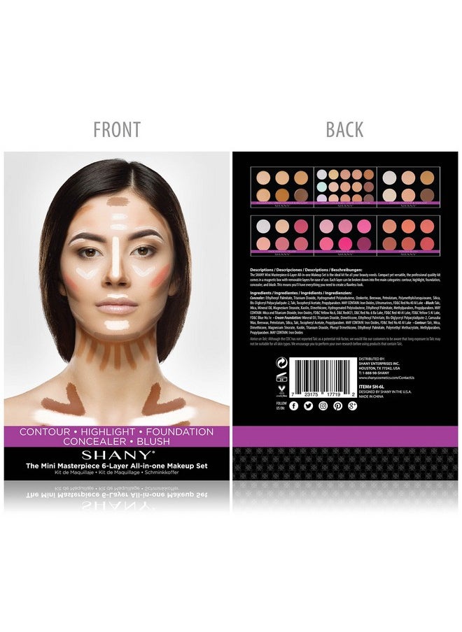 SHANY The Mini Masterpiece 6 Layers Foundation, Concealer, Camouflage, Contour, Blush Palette