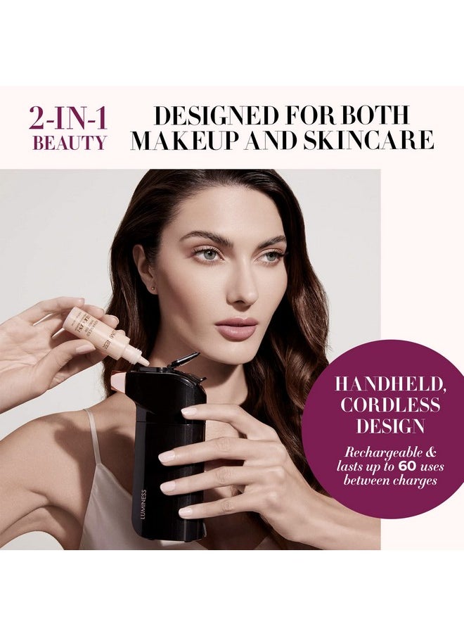 Luminess BREEZE DUO Airbrush Makeup System, Fair Coverage - 9-Piece Kit includes 2x Silk Airbrush Foundation, Soft Rose Blush, Glow Highlighter, Moisturizer Primer, and Airbrush Cleaning Solution