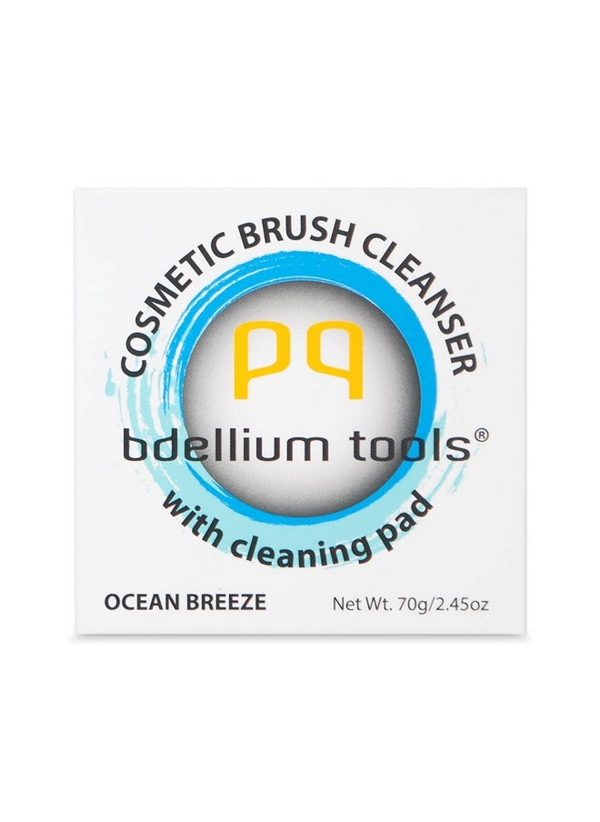 Bdellium Tools Cosmetic Brush Cleanser (Solid Brush Soap) with Cleaning Pad - Ocean Breeze Scent (Blue)