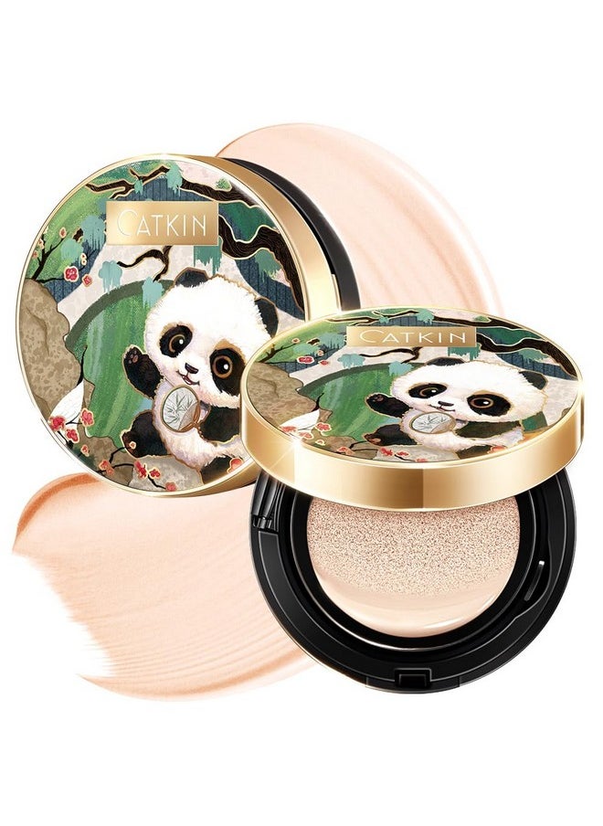 CATKIN Panda Land Full Coverage Cushion Fondation, Breathable Hydrating Nourishing Poreless Face Makeup Save for Sensitive Skin,Sheer Finish (C01 Fair)