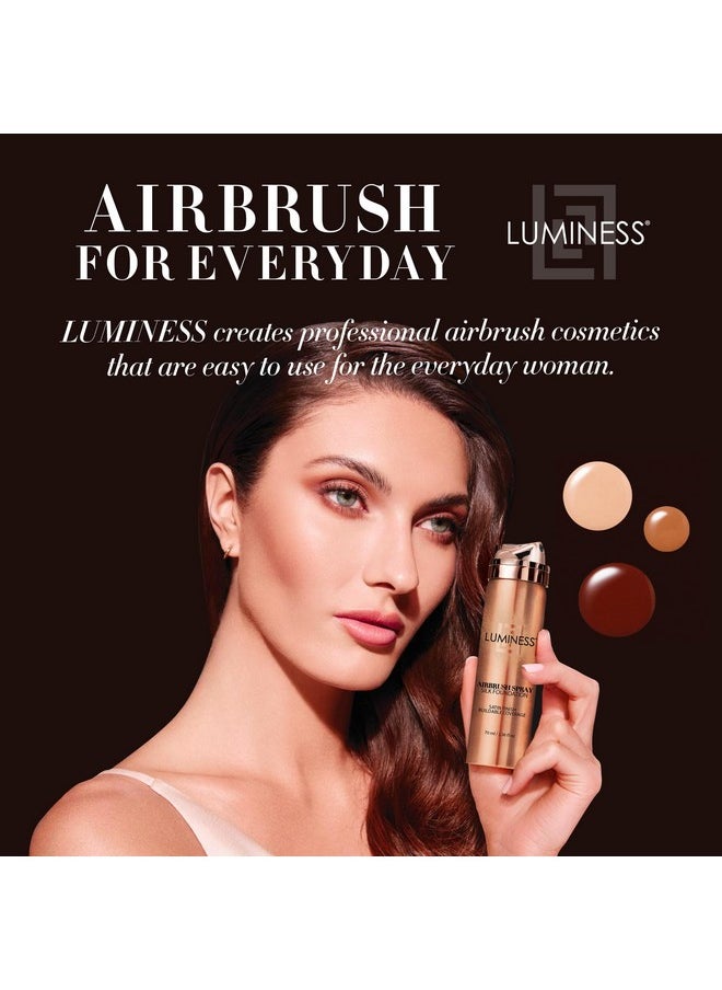 LUMINESS Silk Airbrush Spray Foundation & Primer Kit - Full Coverage Foundation, Anti-Aging Formula Hydrates & Moisturizes with Hyaluronic Acid, Aloe Vera & Hydrolyzed Silk (Shade - Deep Dark)