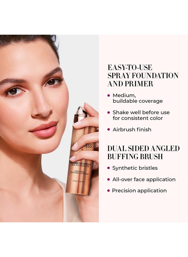 LUMINESS Silk Airbrush Spray Foundation & Primer Kit - Full Coverage Foundation, Anti-Aging Formula Hydrates & Moisturizes with Hyaluronic Acid, Aloe Vera & Hydrolyzed Silk (Shade - Deep Dark)