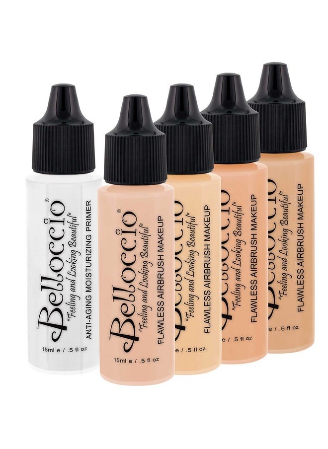 Belloccio Fair Color Shade Foundation Set - Professional Cosmetic Airbrush Makeup in 1/2 oz Bottles