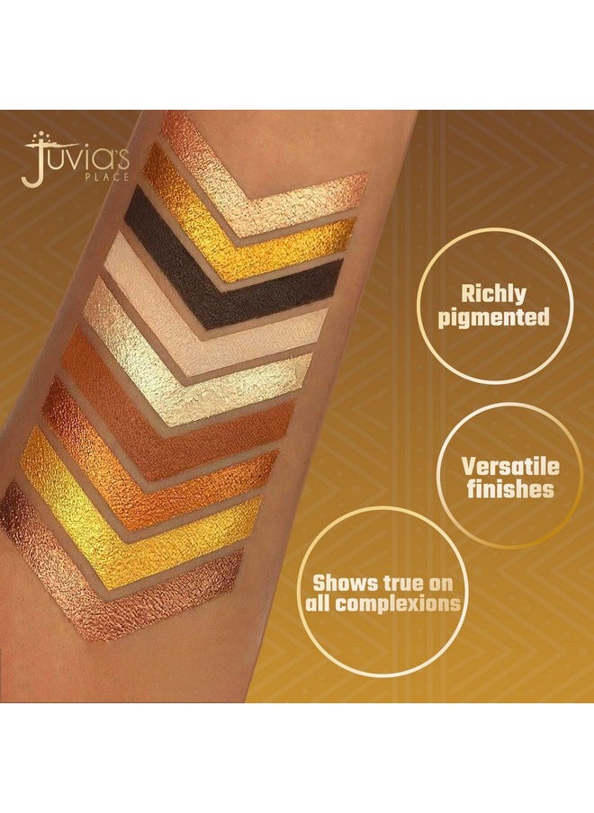Juvia's Place Palette The Warrior - Warm Golds, Browns & Bronzes, Shades of 9, Warm and Neutral Palette, Pigmented Makeup Palette Eye Color & Shine