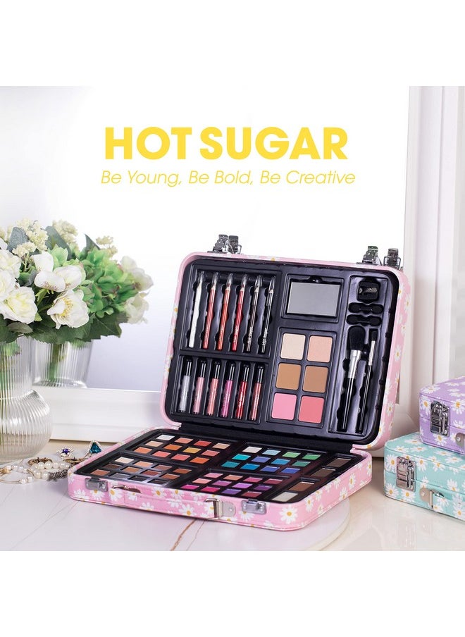 Hot Sugar Makeup Kit for Teenager Girls 10-12, All in One Beginner Makeup Kit for Women Full Kit, Teen makeup kit Cosmetic Gift Set on Birthday Christmas (PINK DAISY)