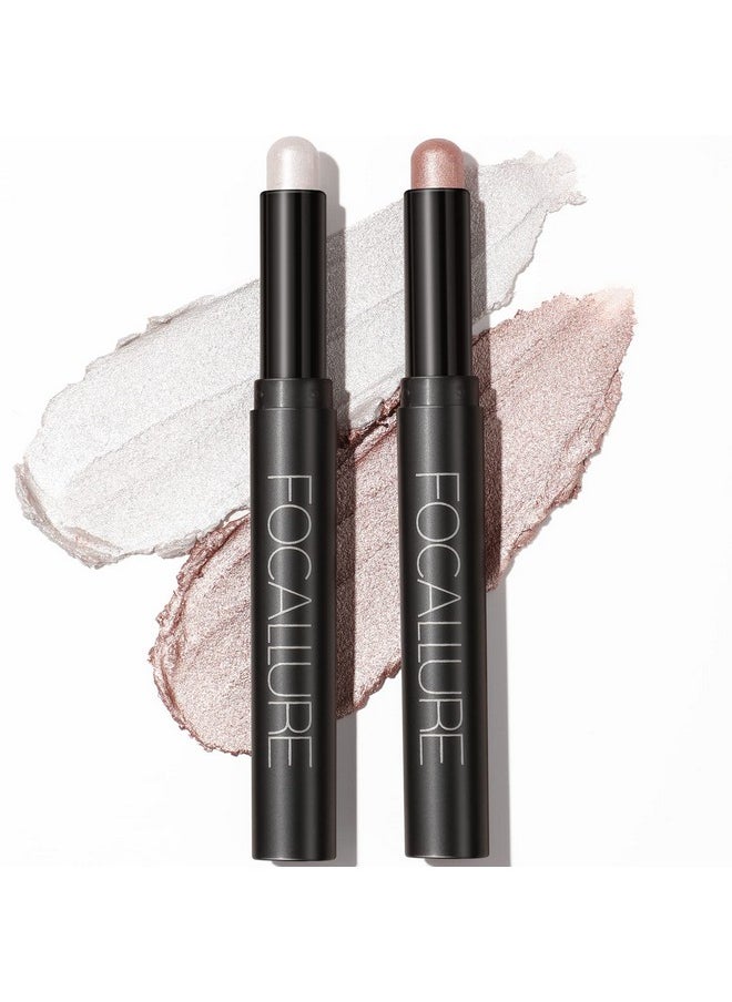 FOCALLURE (2 Pcs 2 in 1 Eyeshadow and Eyeliner Pen,Waterproof Eye Shadow Pencil,Hypoallergenic Eyeshadow,Highlighter Eye Liner,Multi-Dimensional eyes Look,Twilight