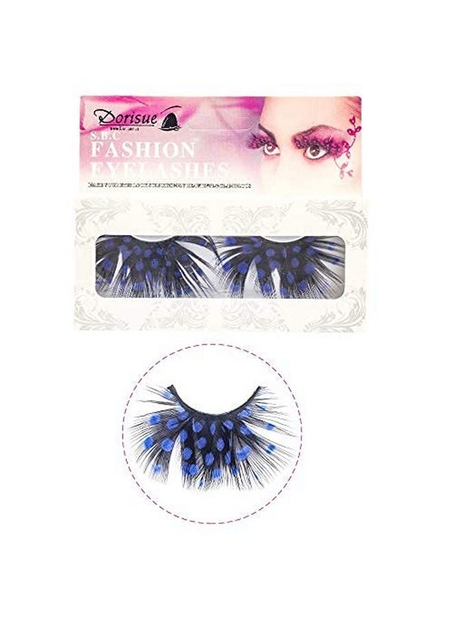 Dorisue Mermaid Party Lashes Anime lashes Blue Eyelashes Dark Blue colored Cosplay blue vessel lashes 3d False Eyelashes Extension for Women Girls Night show Costume lashes for woman