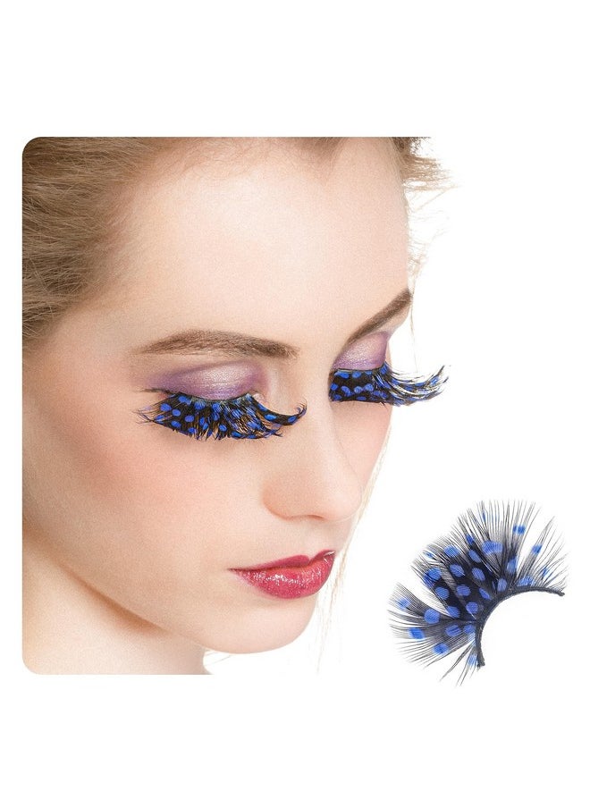 Dorisue Mermaid Party Lashes Anime lashes Blue Eyelashes Dark Blue colored Cosplay blue vessel lashes 3d False Eyelashes Extension for Women Girls Night show Costume lashes for woman
