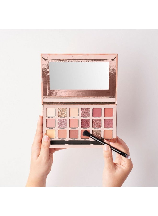 W7 Socialite Pressed Pigment Palette - 18 Pink Nude Colors - Flawless Long-Lasting Glam Makeup