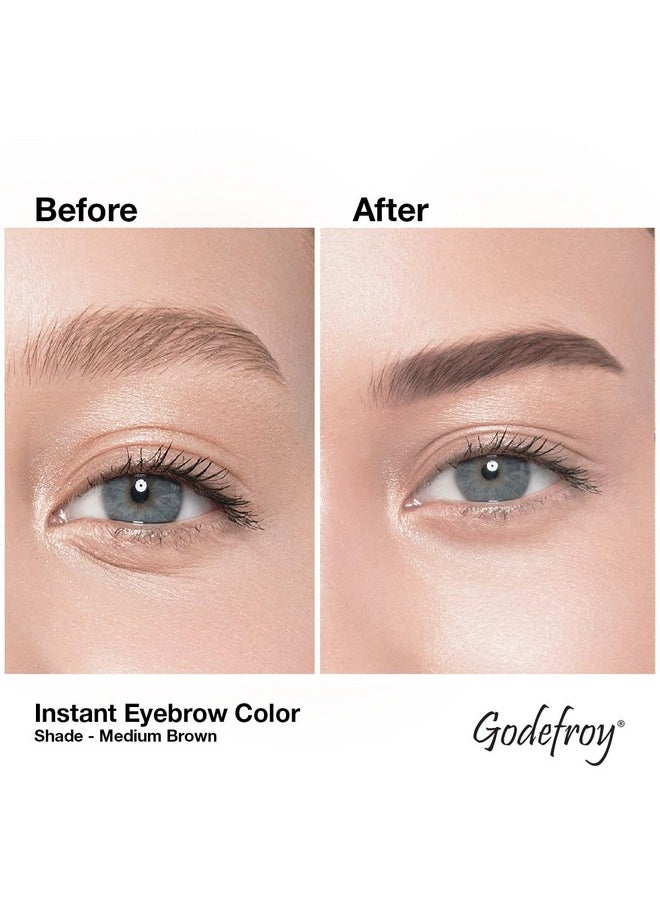Godefroy Instant Eyebrow Color, Medium Brown, 0.18 ounces, 12-weeks of long lasting, 3-applications per kit, 3 Count (Pack of 1)
